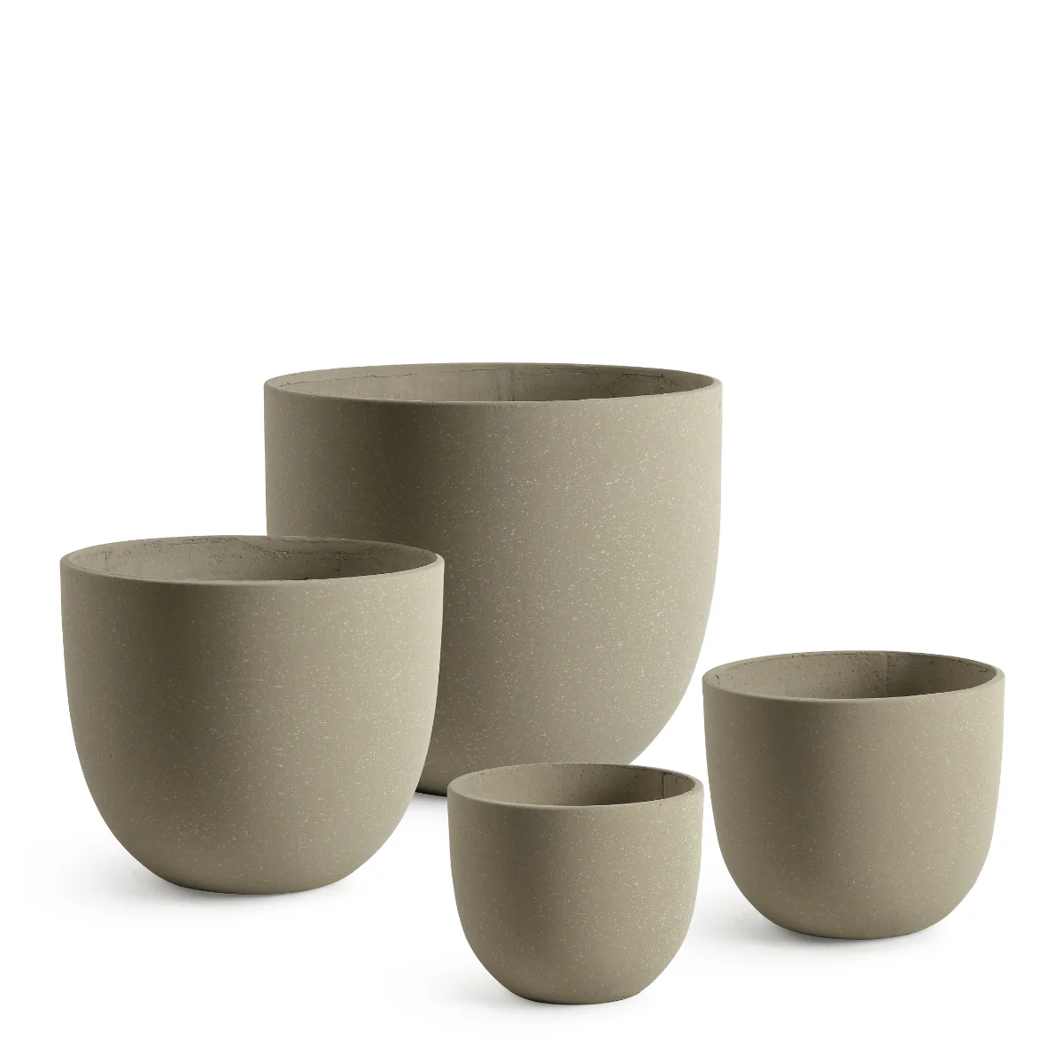 4 Cache-Pots Terra arrondis beige granito