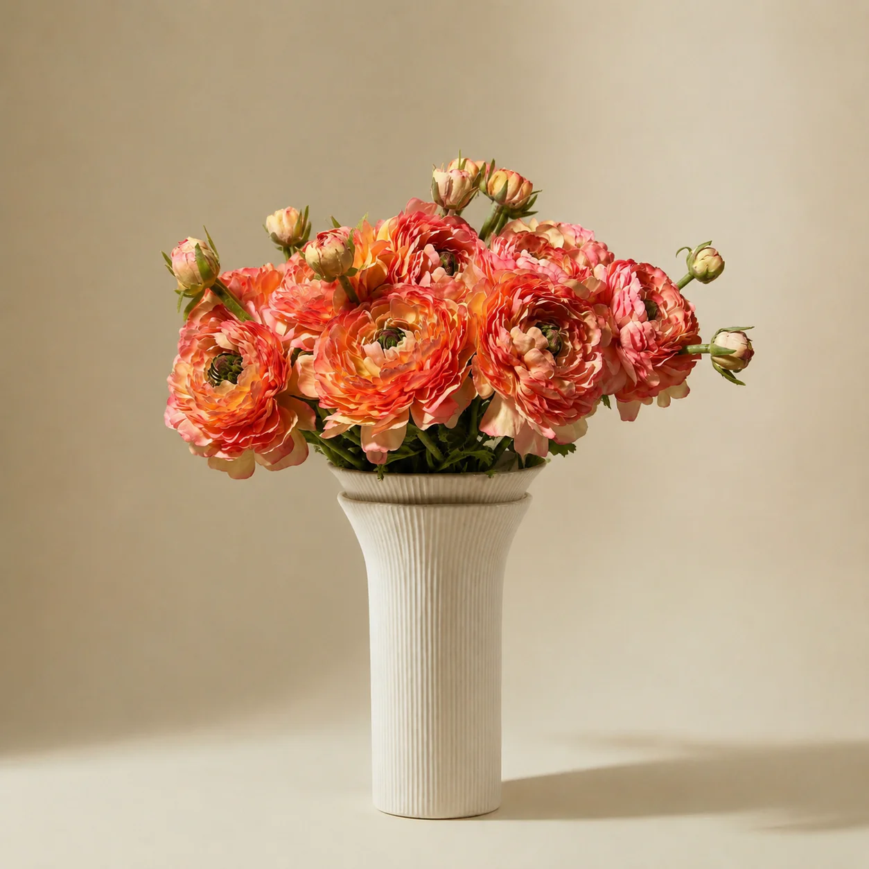 Bouquet de Renoncules rose orangé 10 tiges