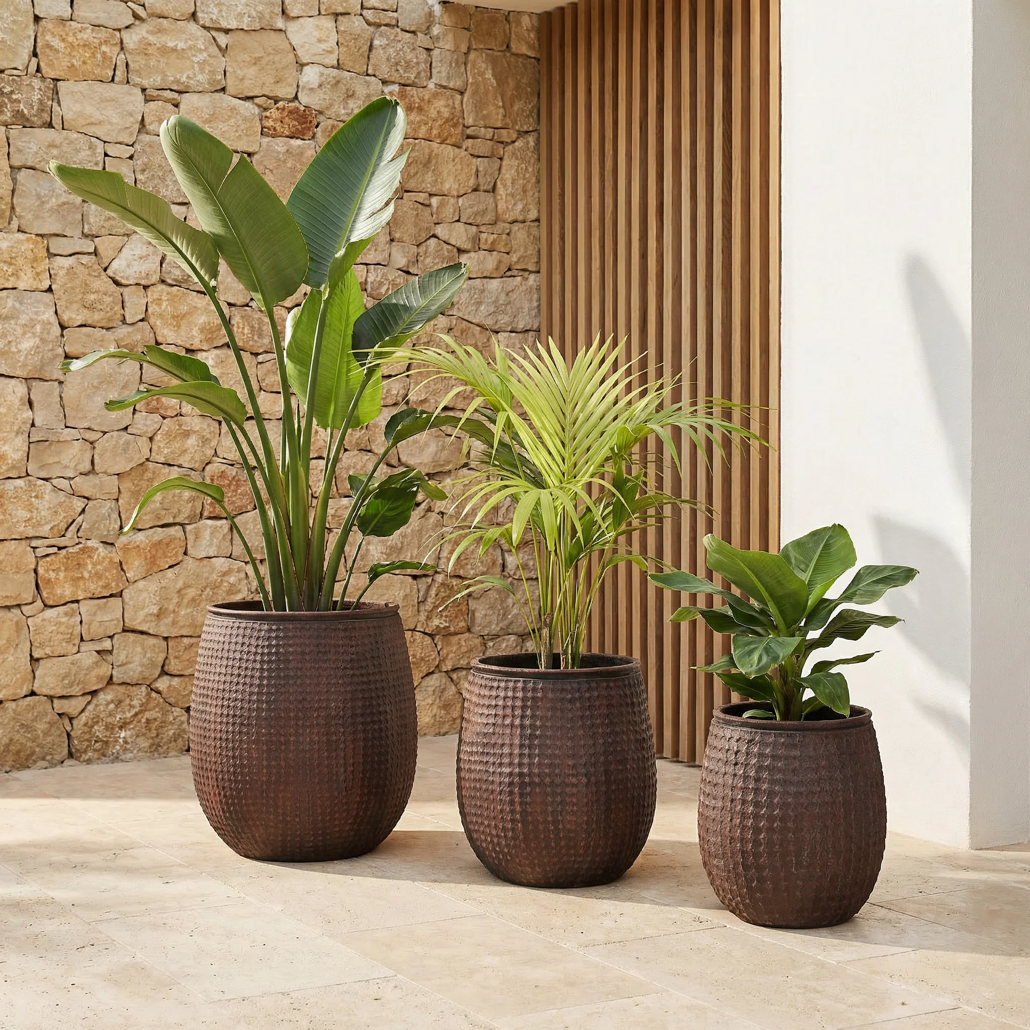 3 Cache-Pots Zen motif losanges rouge brique - Image 3