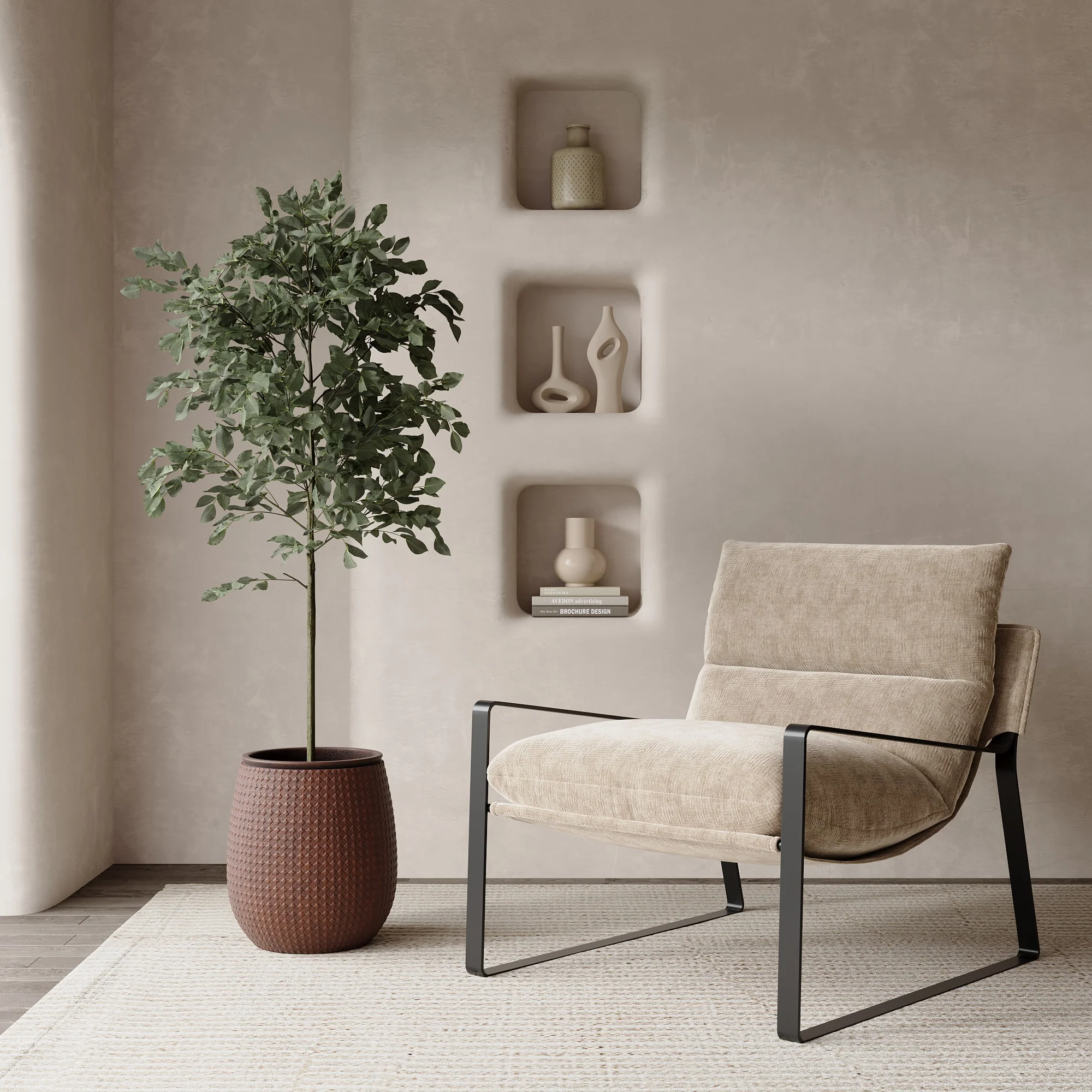 3 Cache-Pots Zen motif losanges rouge brique - Image 5