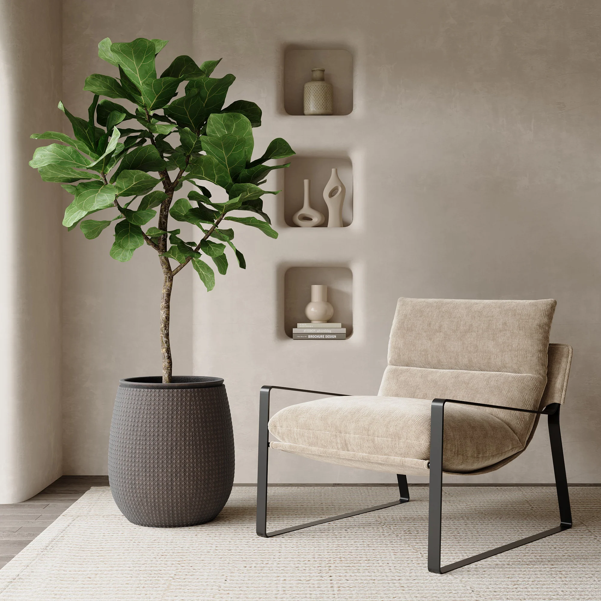 3 Cache-Pots Zen motif losanges gris - Image 3