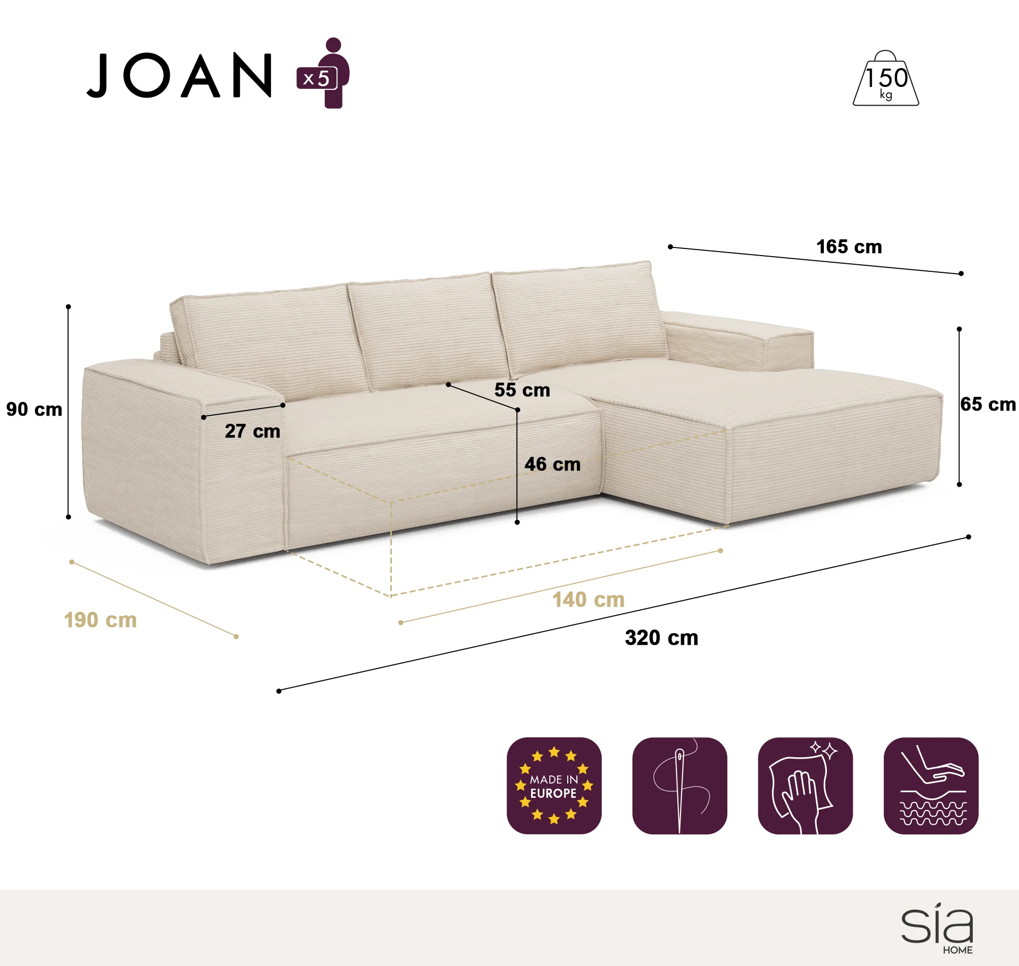 Canapé Convertible Angle Droit Joan - Image 7