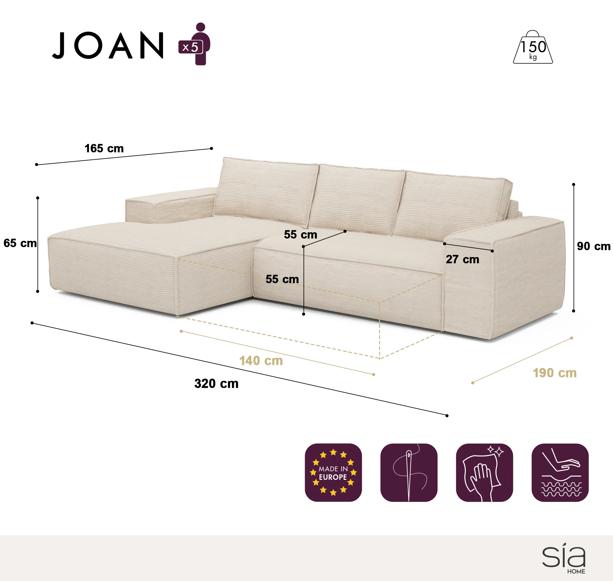 Canapé Convertible Angle Gauche Joan - Image 7