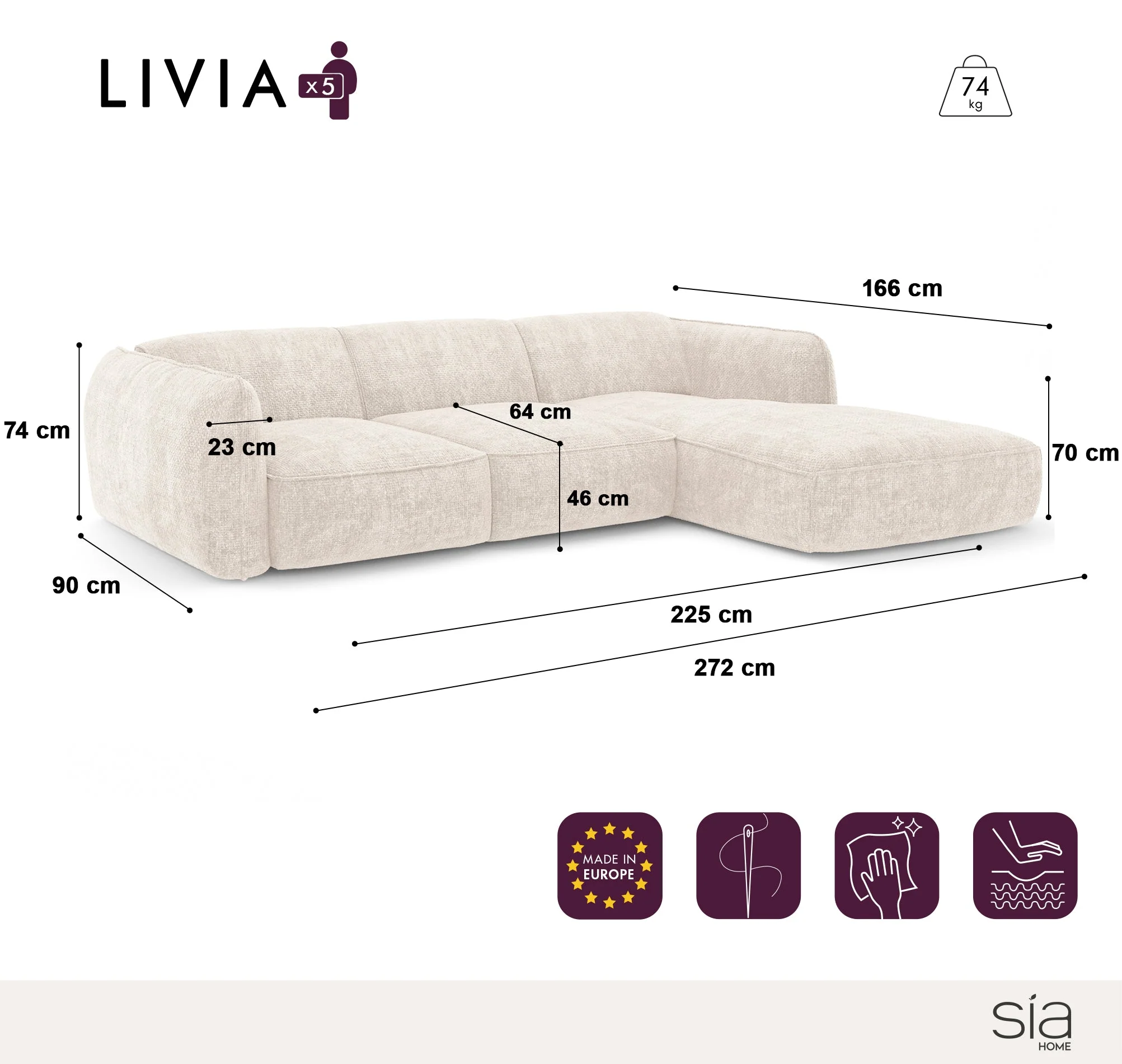 Canapé D'Angle Droit Livia - Image 7