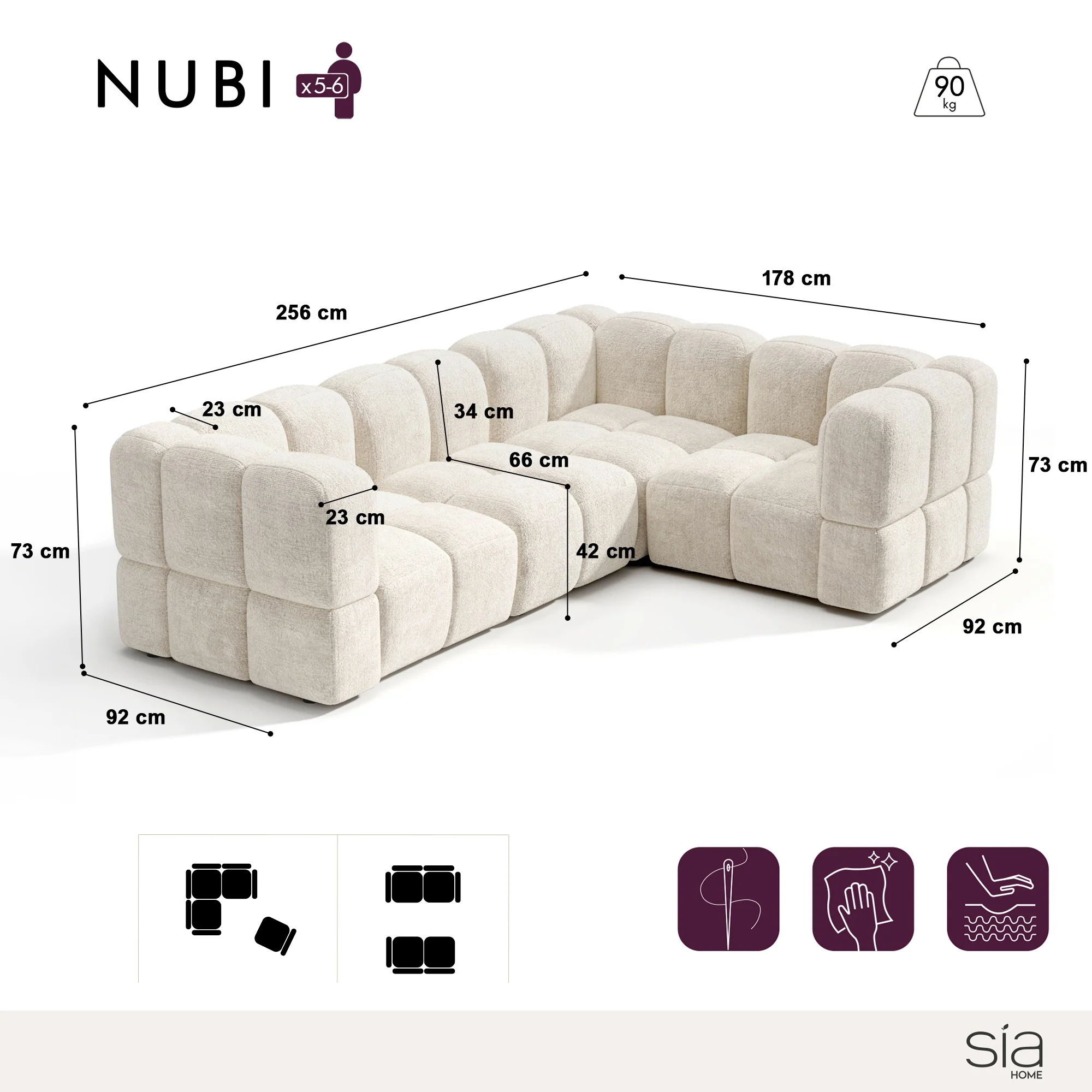 Canapé d'angle droit modulable NUBI - Image 3