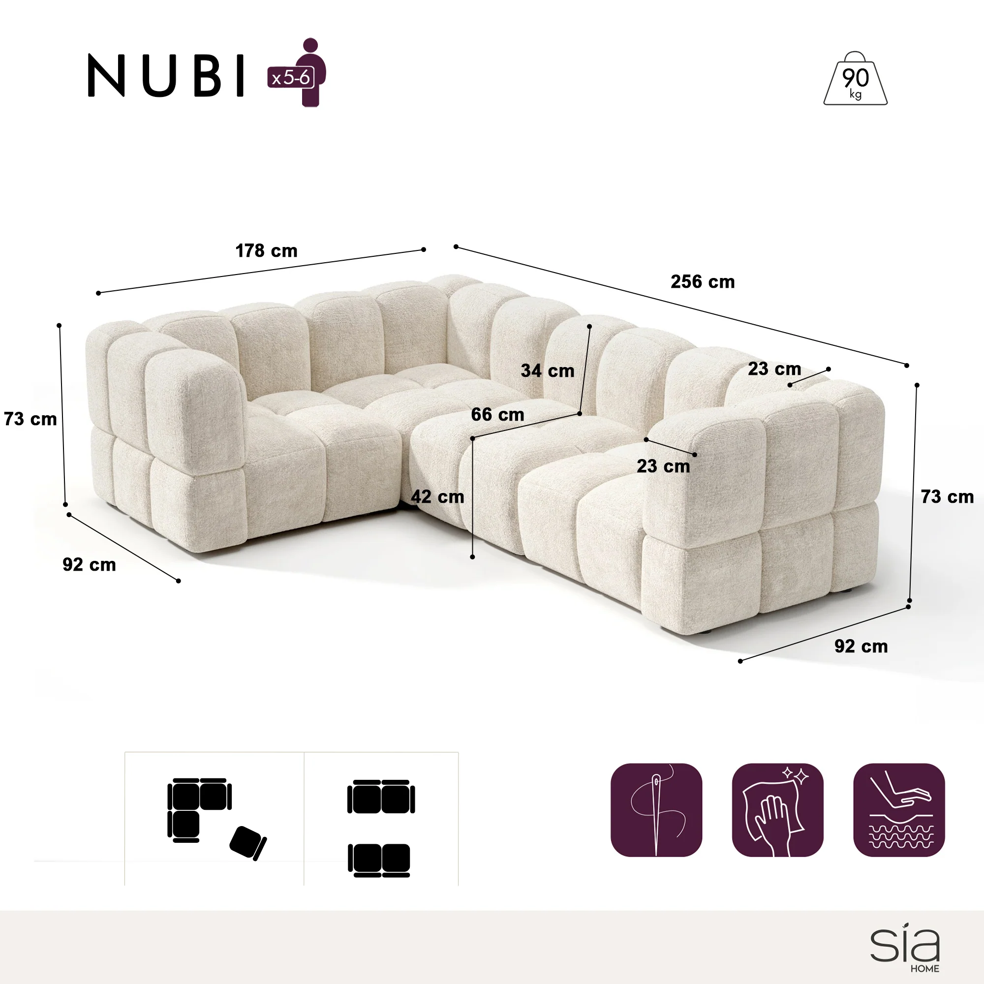 Canapé d'angle gauche modulable NUBI - Image 3