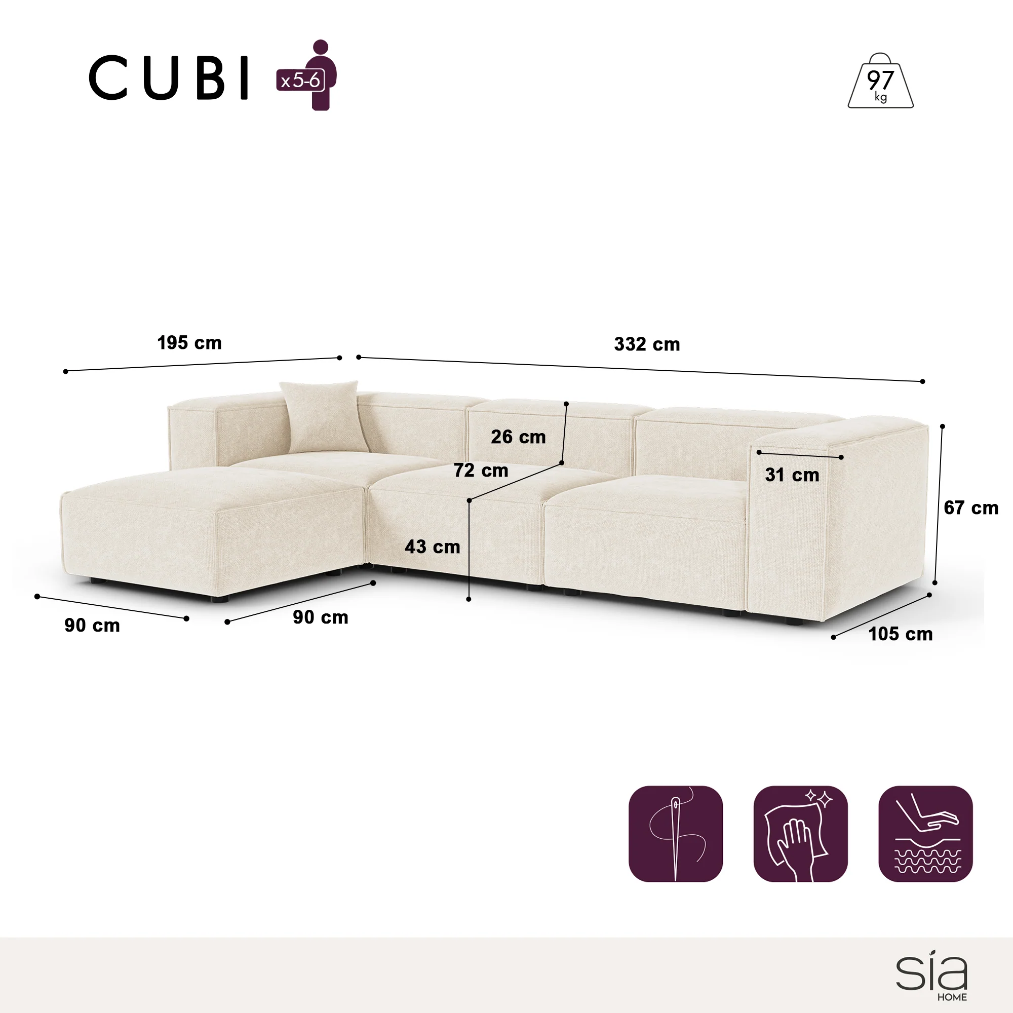 Canapé d'angle modulable CUBI - Image 5