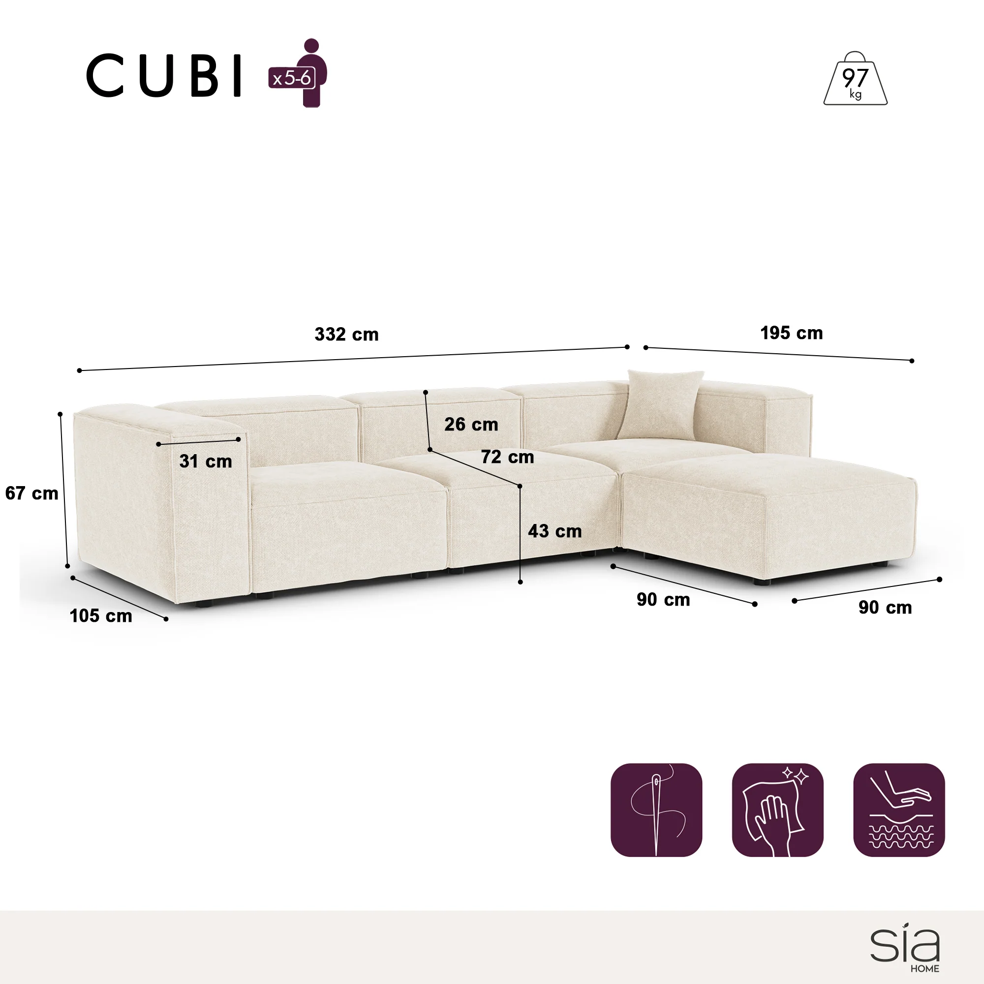 Canapé d'angle modulable CUBI - Image 6
