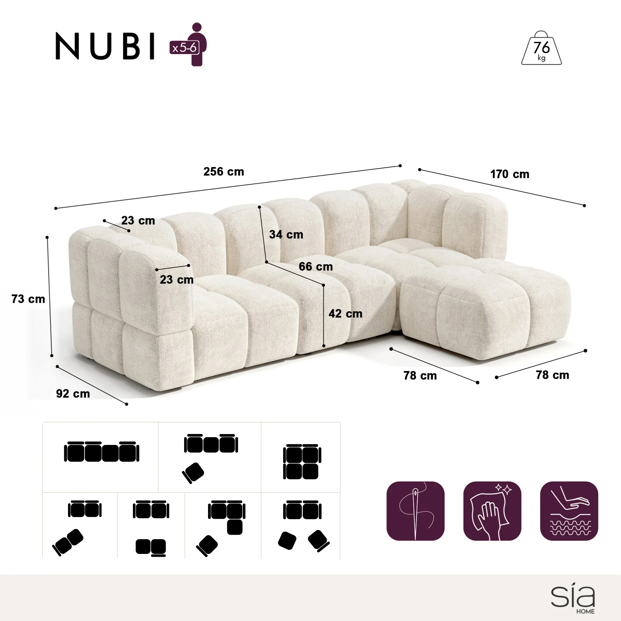 Canapé d'angle droit modulable NUBI - Image 3