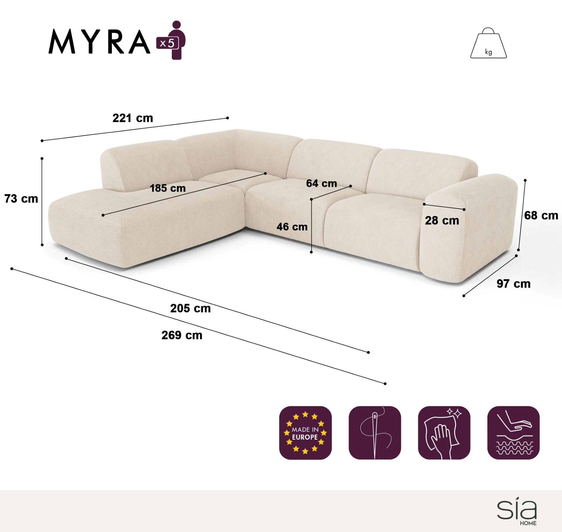 Canapé Angle Gauche Myra - Image 5