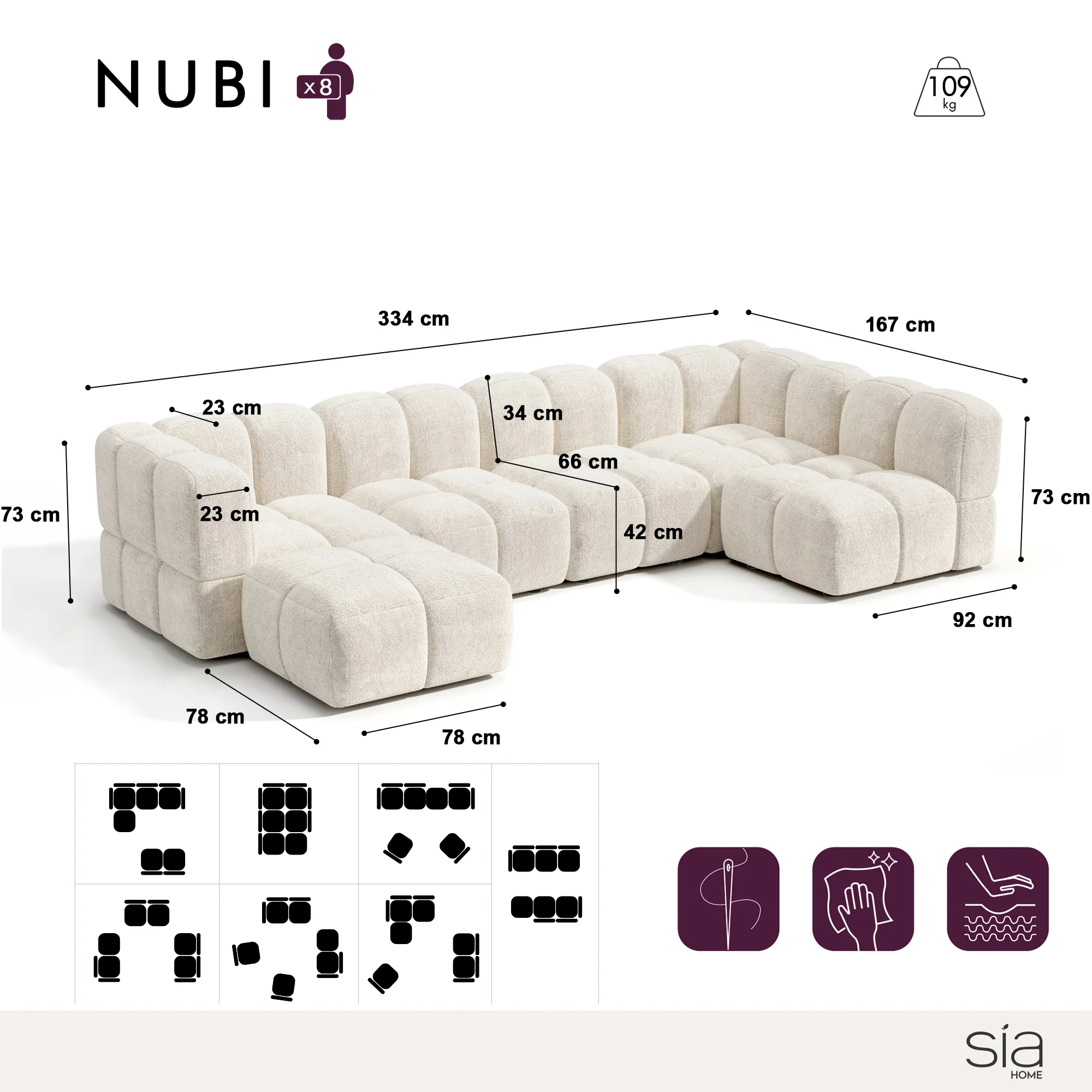 Canapé grand angle modulable NUBI - Image 3