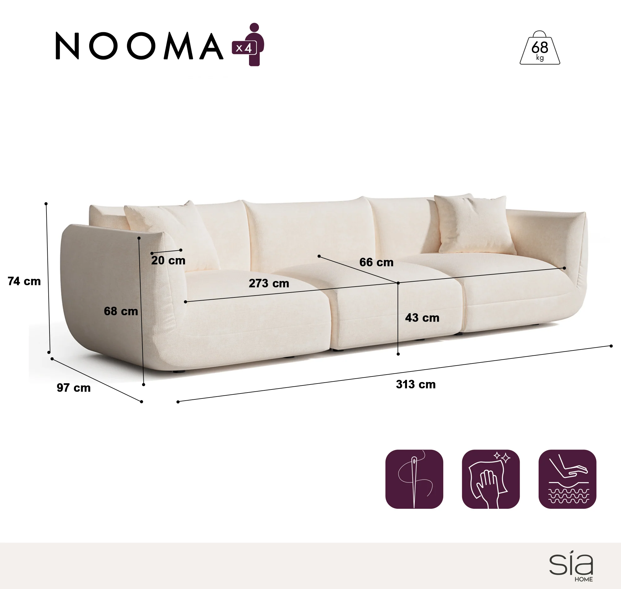 Canapé modulable 4-5 places NOOMA - Image 5