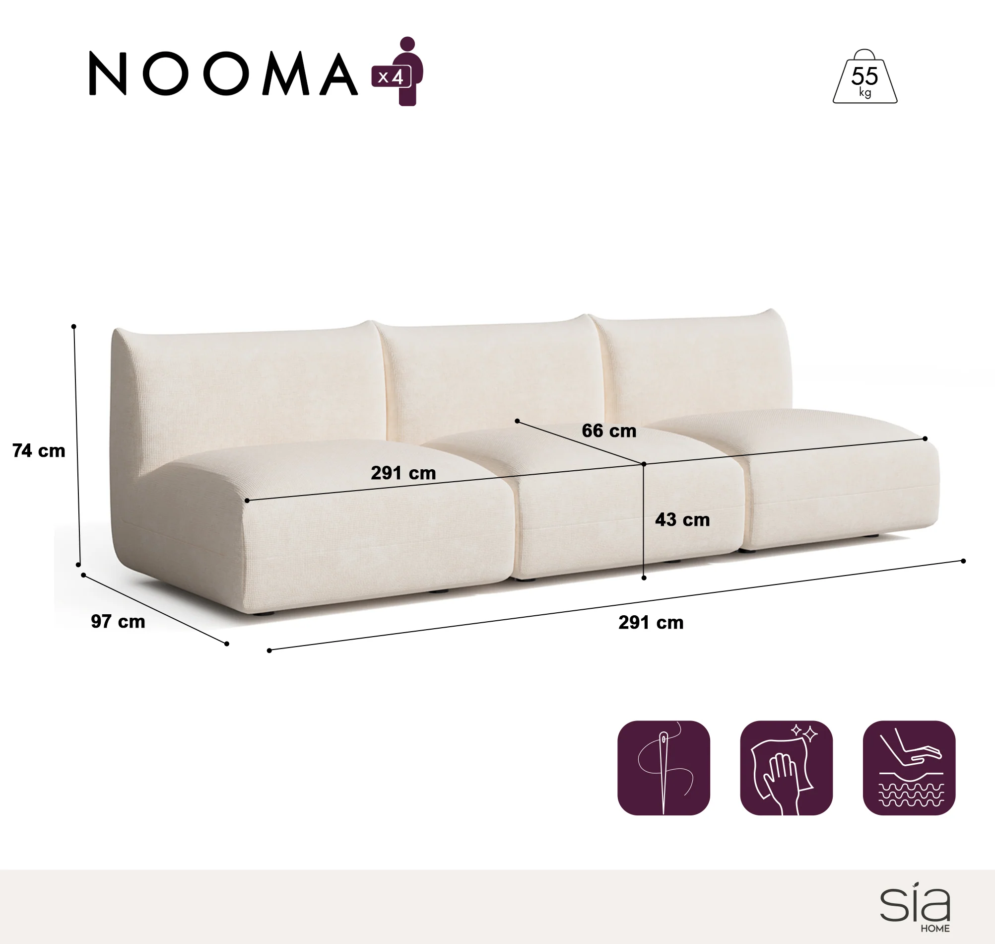 Canapé modulable 4-5 places NOOMA - Image 5