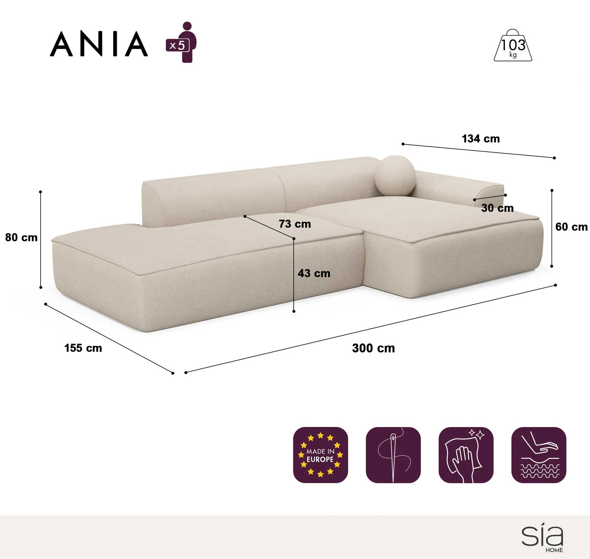Canapé Angle Droit Ania - Image 6