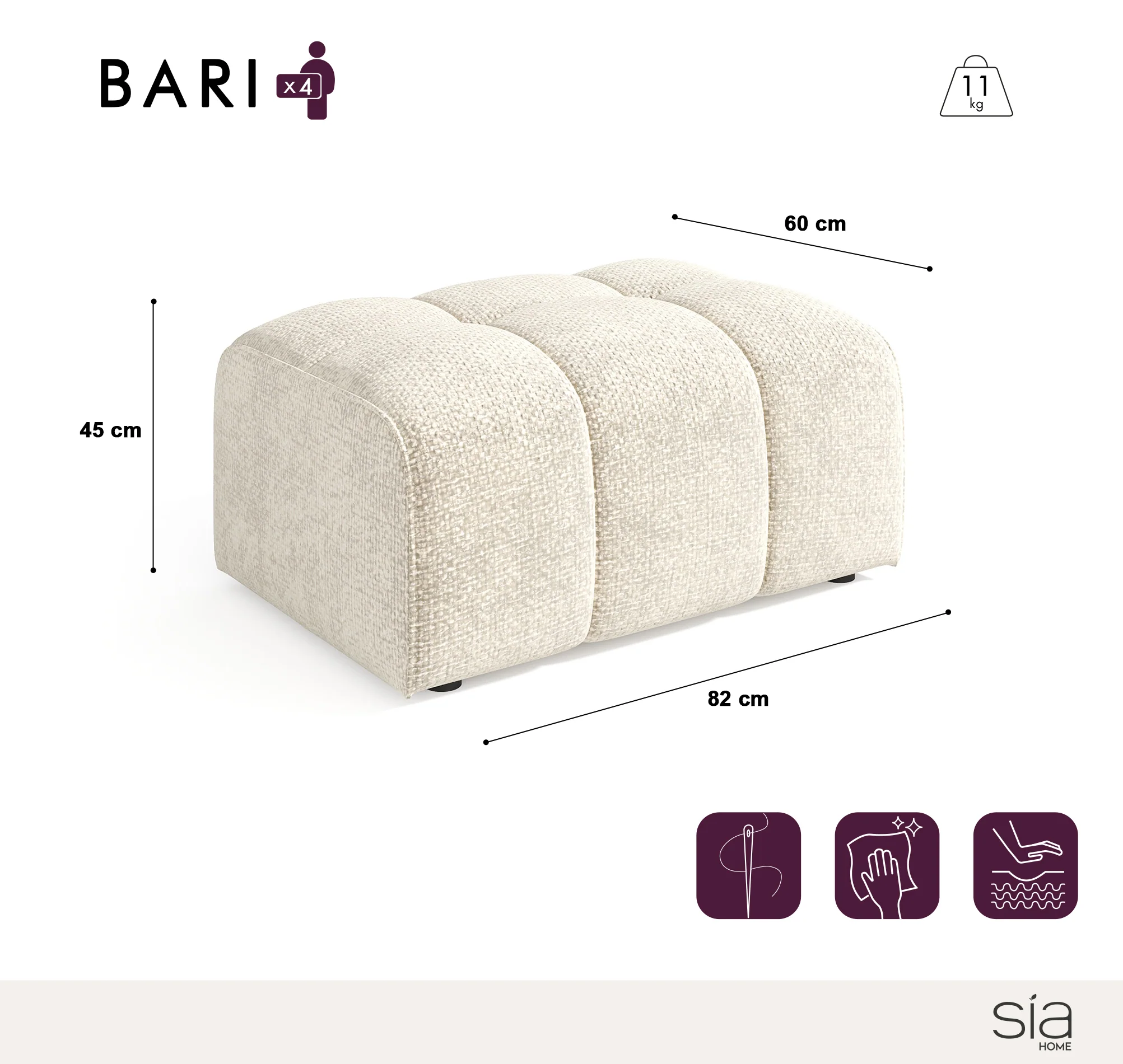 Ensemble Canapé Et Pouf Bari - Image 5