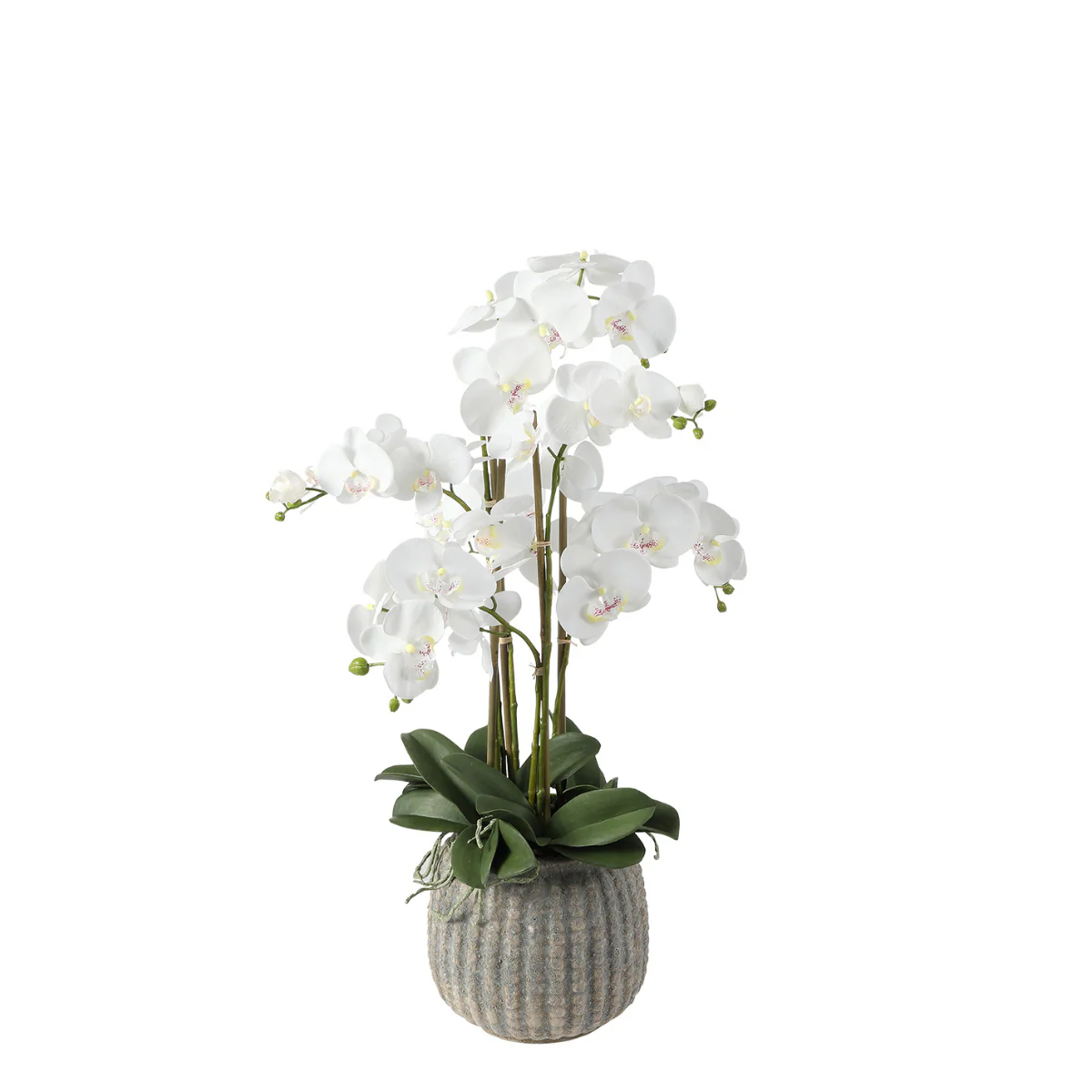 Composition d'Orchidée Artificielle Vase gris