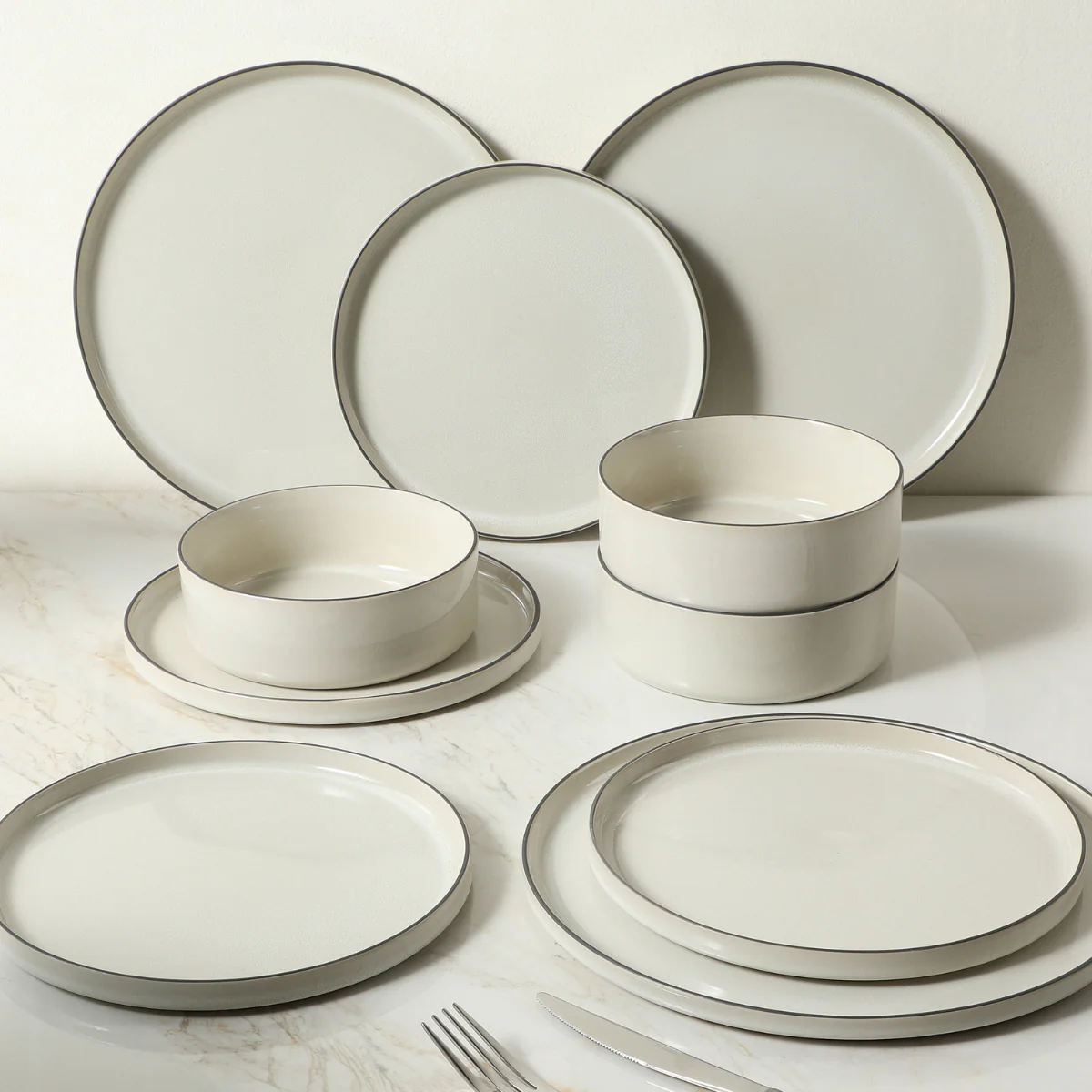 Service 4 assiettes plates Creamy - Image 11