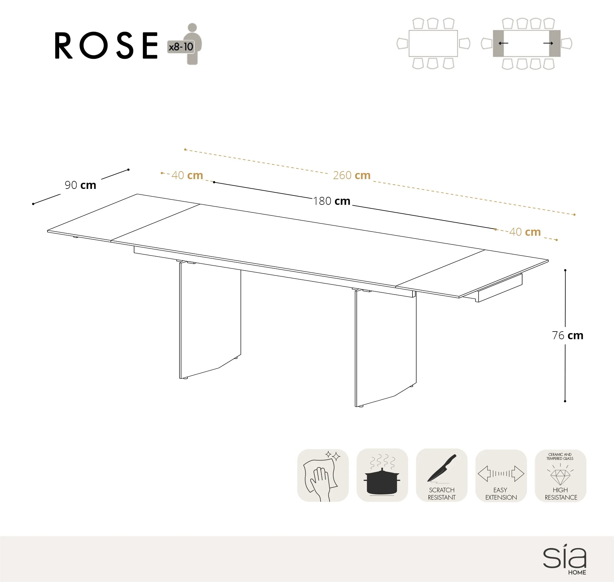 Table Ă manger extensible Rose - Image 7