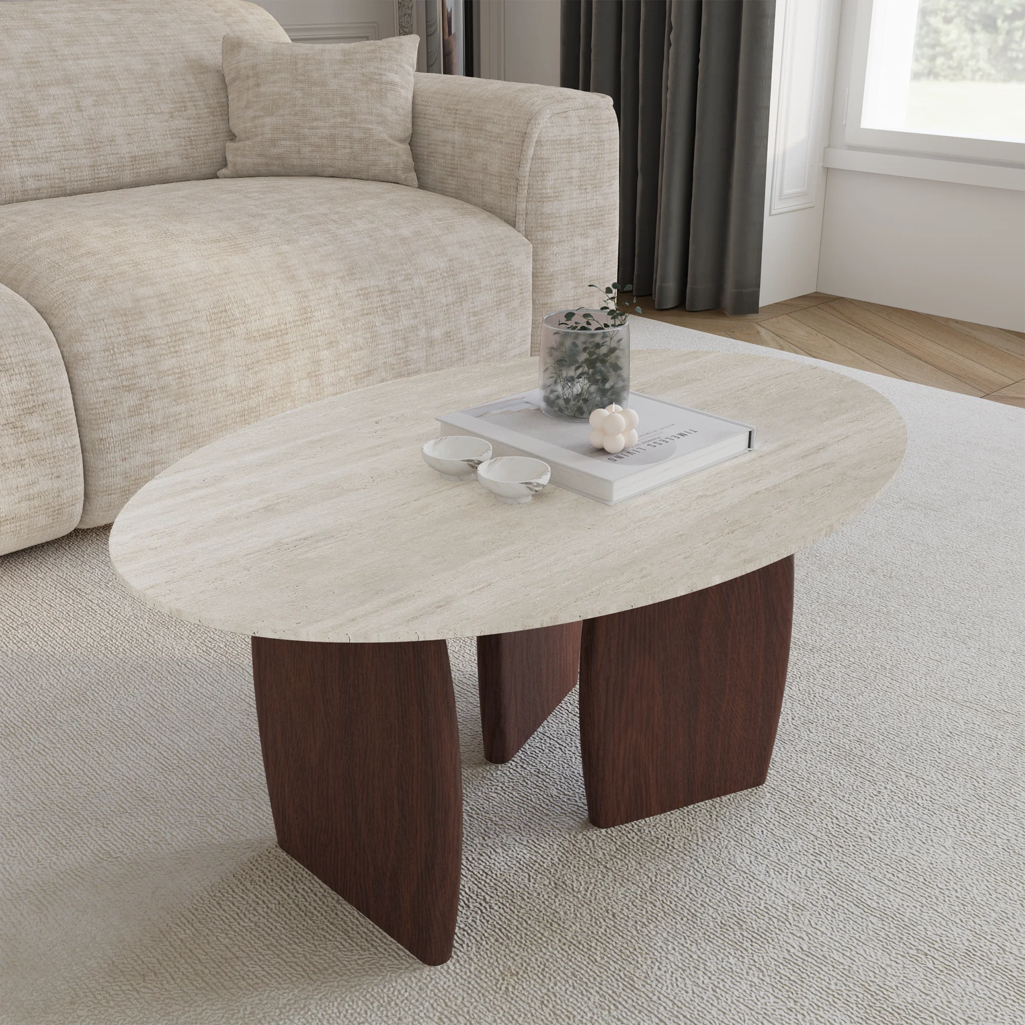 Table basse Bali céramique aspect travertin - Image 3
