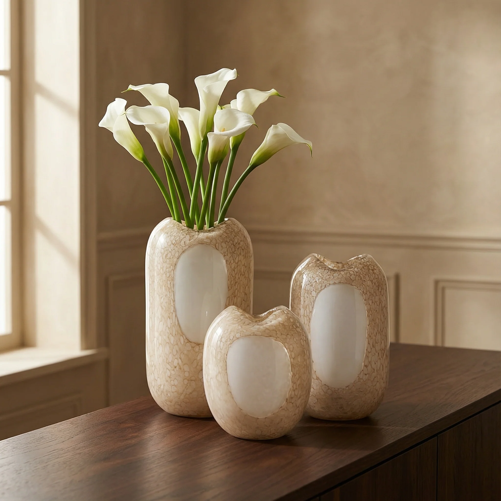 Vase en verre soufflé Opale 37 cm - Image 3